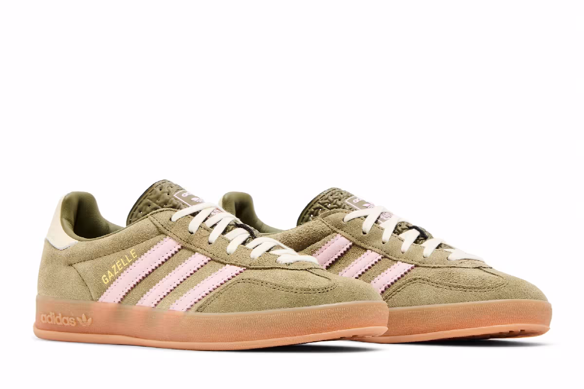 adidas Women's Gazelle Indoor Focus Olive Clear Pink, view 9