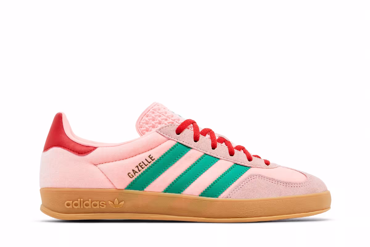 adidas Women's Gazelle Indoor Glow Pink Court Green, view 2