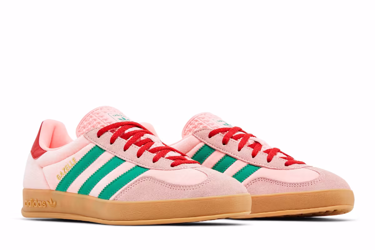 adidas Women's Gazelle Indoor Glow Pink Court Green, view 9