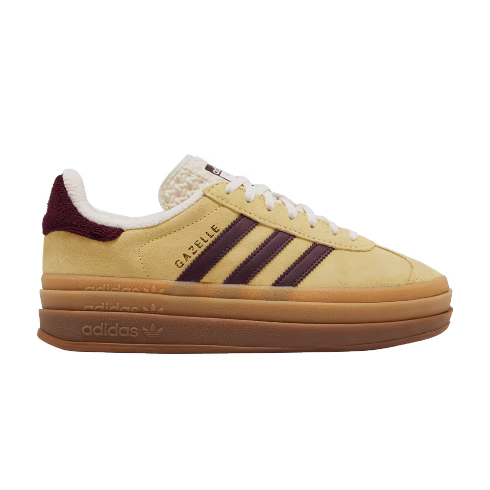 adidas Women's Gazelle Bold Almost Yellow Maroon