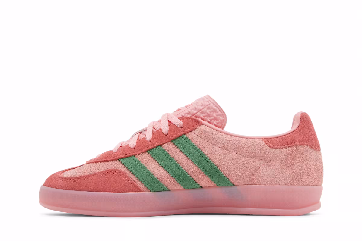 adidas Women's Gazelle Indoor Pink Spark Preloved Green, view 4