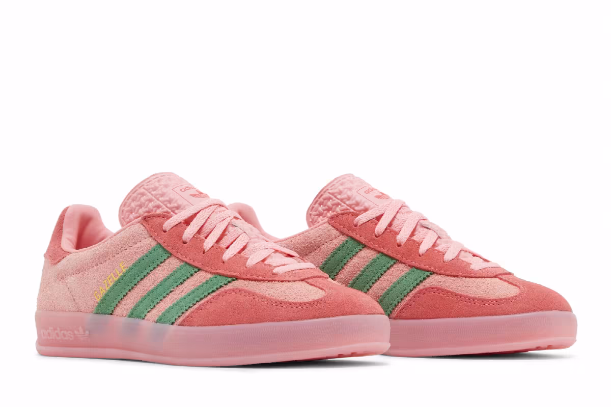 adidas Women's Gazelle Indoor Pink Spark Preloved Green, view 9