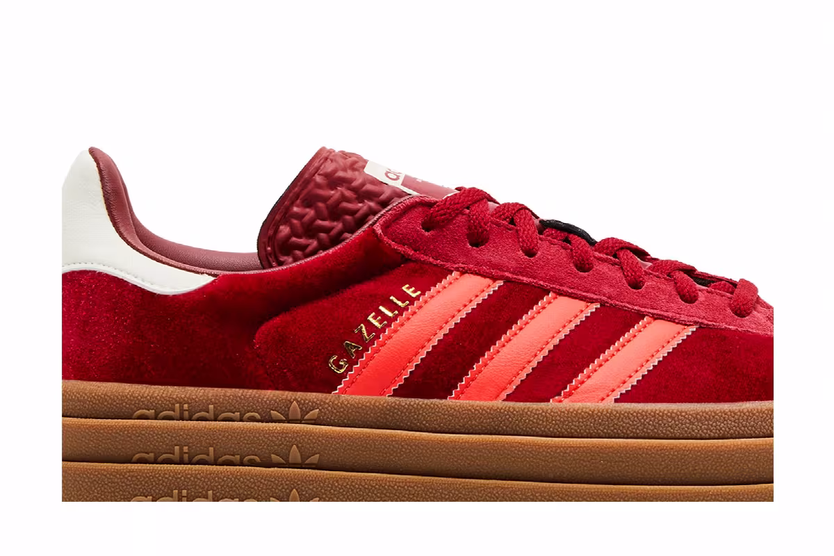adidas Women's Gazelle Bold Bright Red Velvet, view 3