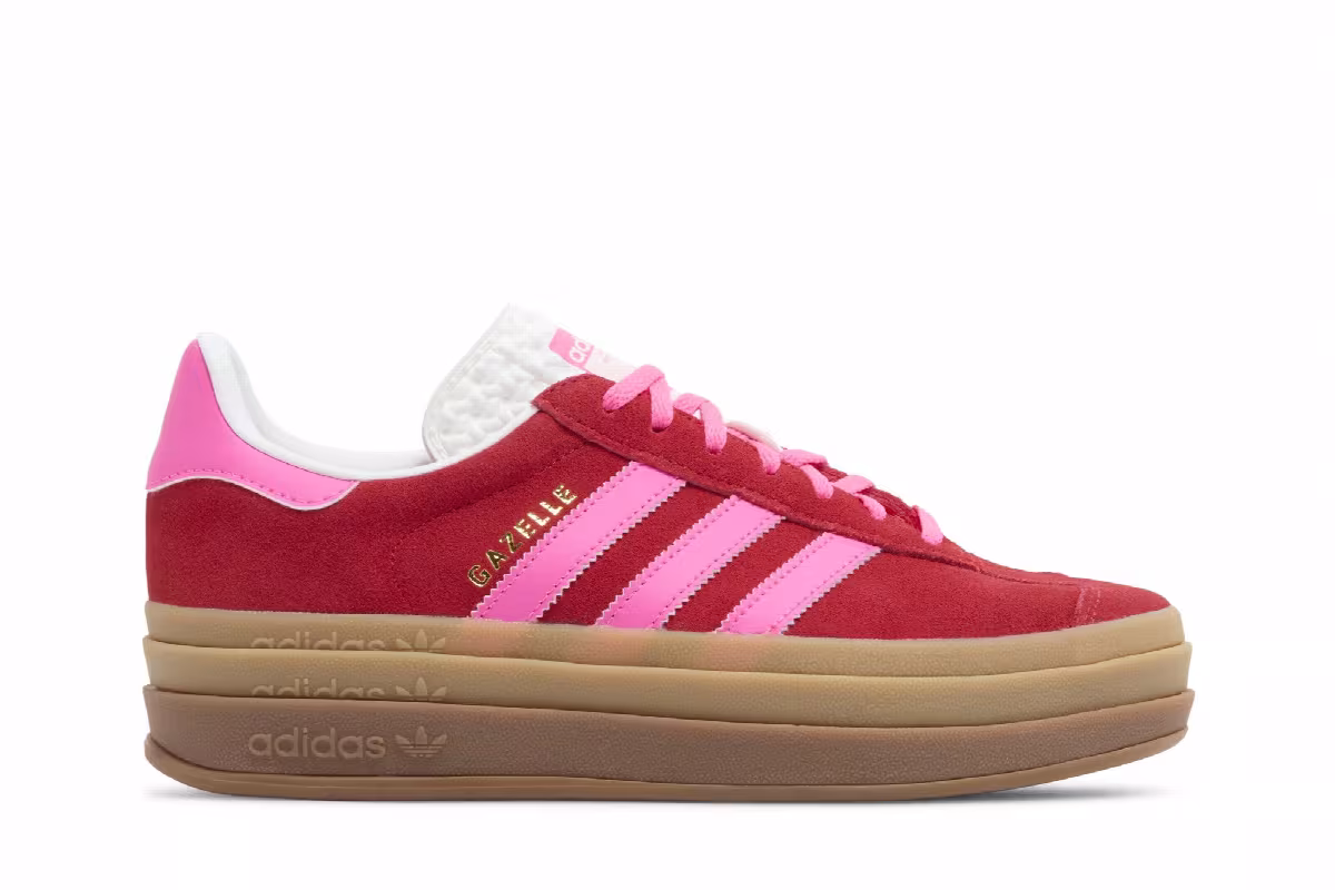adidas Women's Gazelle Bold Collegiate Red Lucid Pink, view 2
