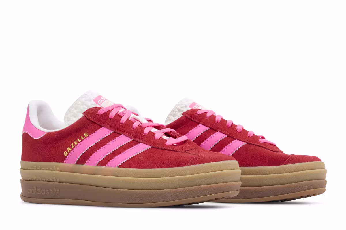 adidas Women's Gazelle Bold Collegiate Red Lucid Pink, view 9