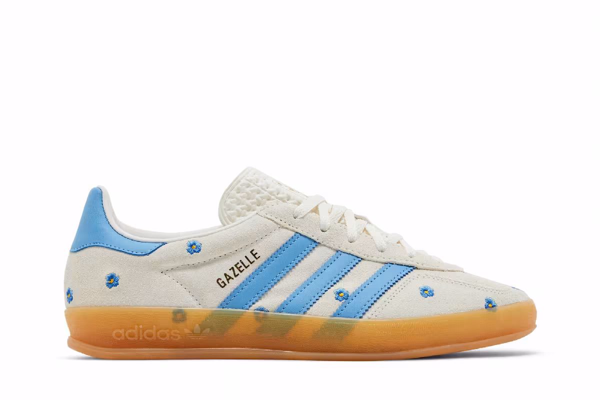 adidas Women's Gazelle Indoor Light Blue Floral Embroidery, view 2