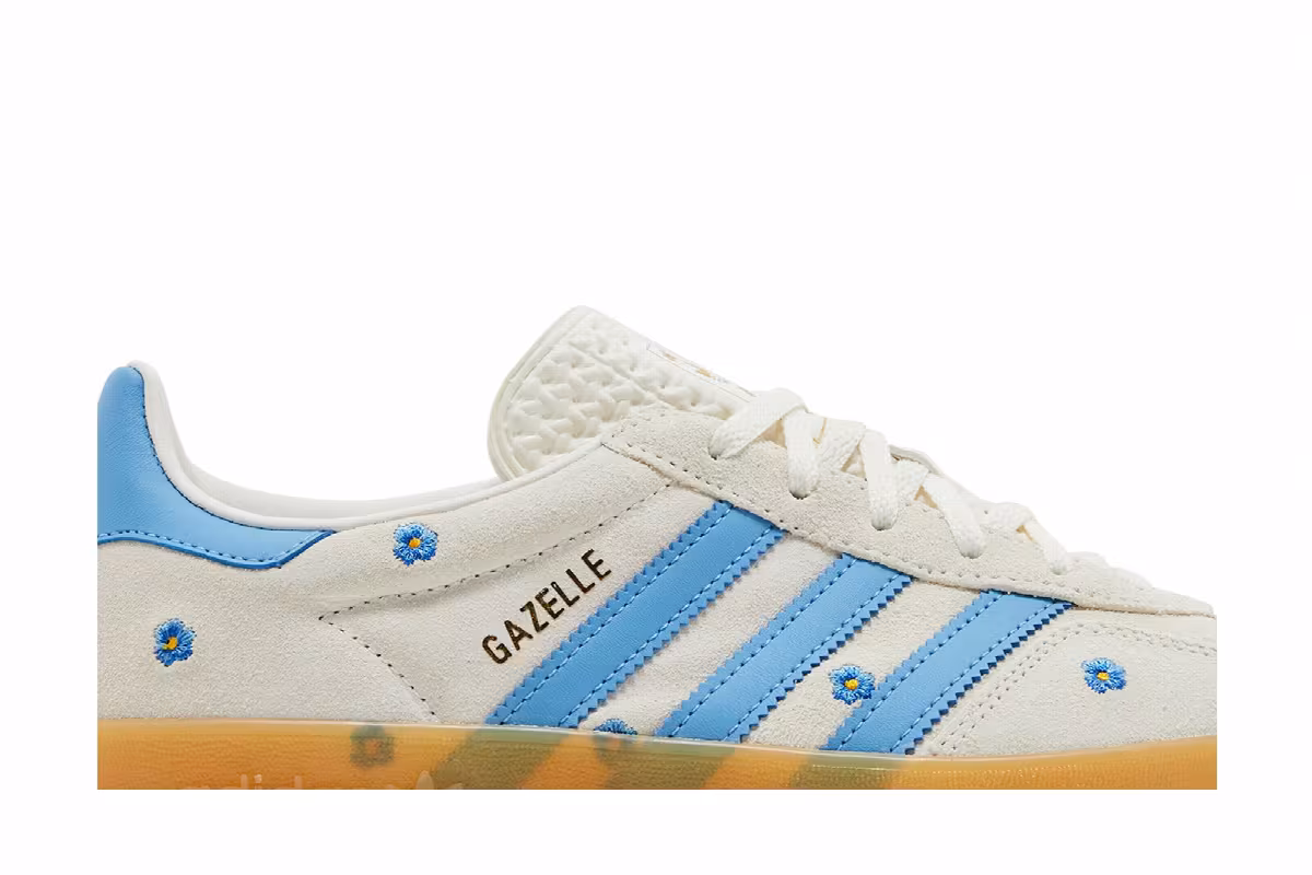 adidas Women's Gazelle Indoor Light Blue Floral Embroidery, view 3