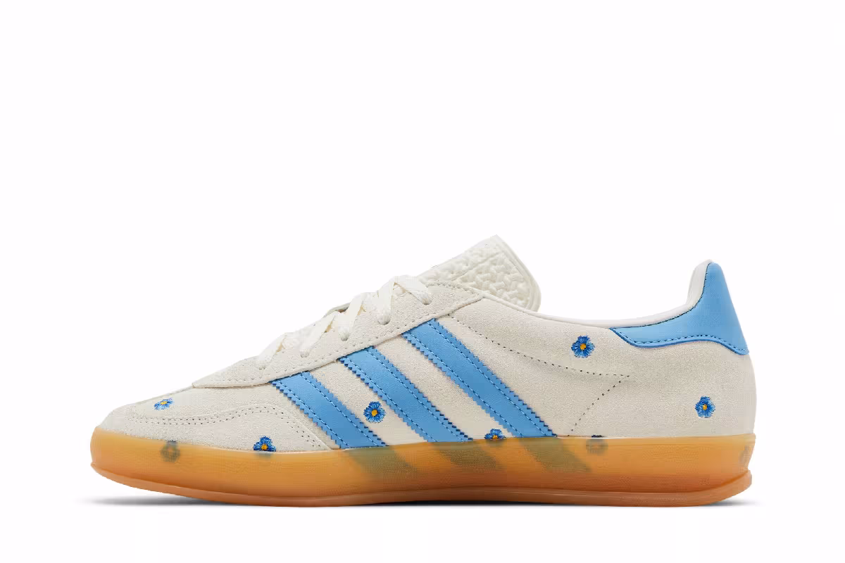 adidas Women's Gazelle Indoor Light Blue Floral Embroidery, view 4