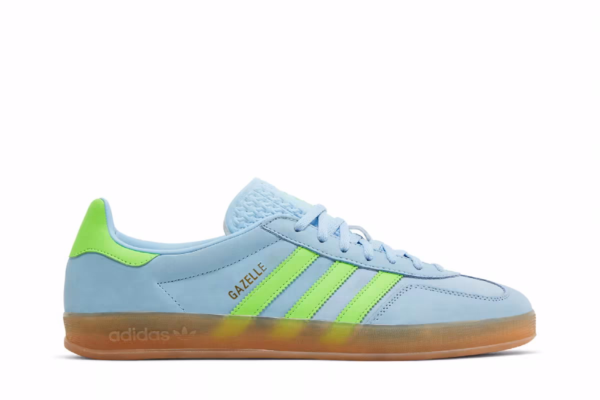 adidas Women's Gazelle Indoor Clear Sky Solar Green, view 2