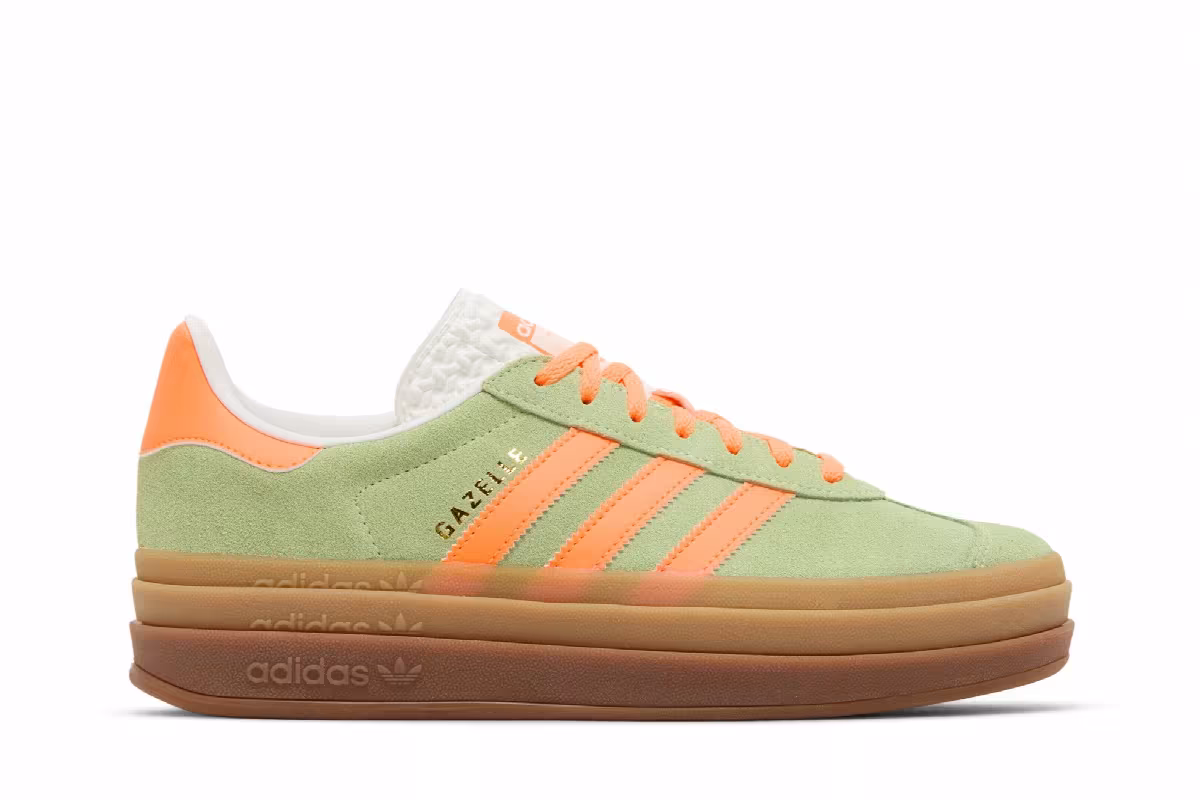 adidas Women's Gazelle Bold Green Spark Screaming Orange, view 2