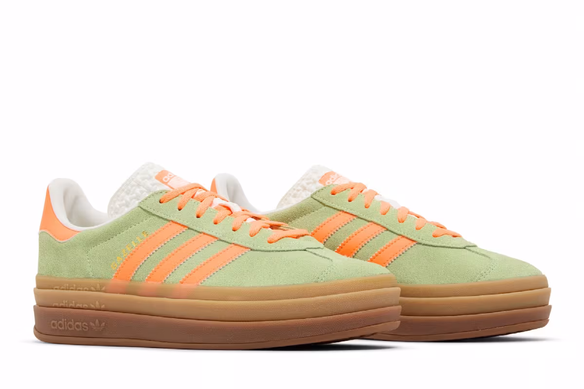 adidas Women's Gazelle Bold Green Spark Screaming Orange, view 9