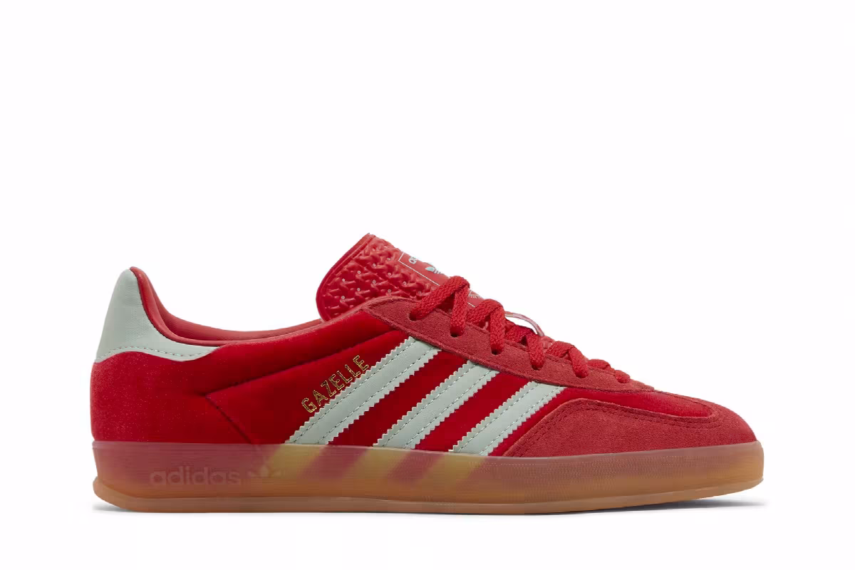 adidas Women's Gazelle Indoor Better Scarlet Green Velvet, view 2