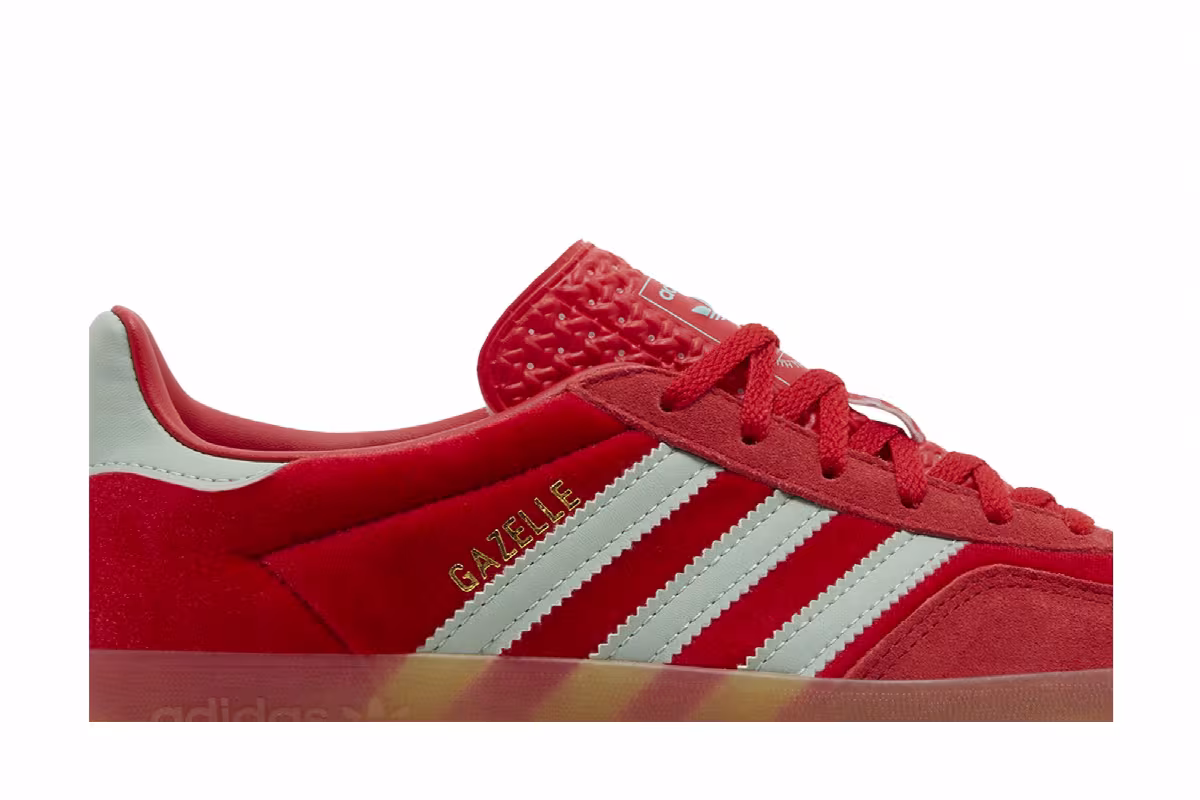 adidas Women's Gazelle Indoor Better Scarlet Green Velvet, view 3