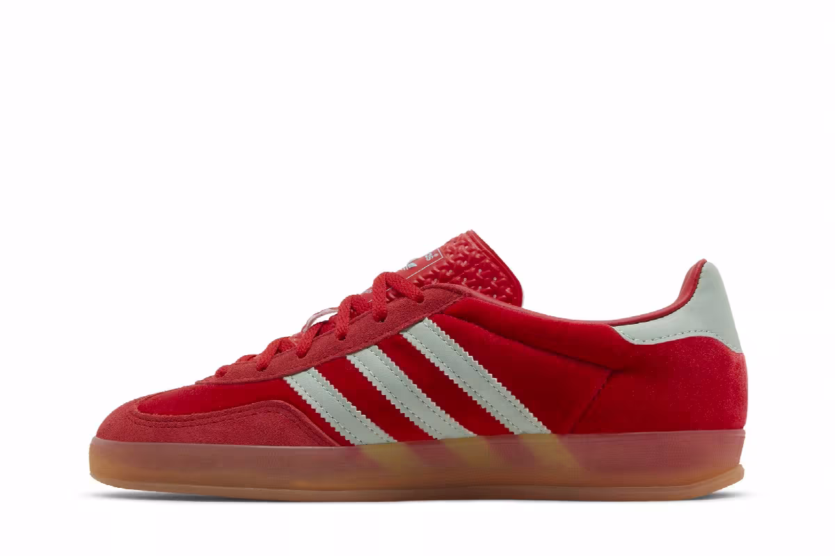 adidas Women's Gazelle Indoor Better Scarlet Green Velvet, view 4