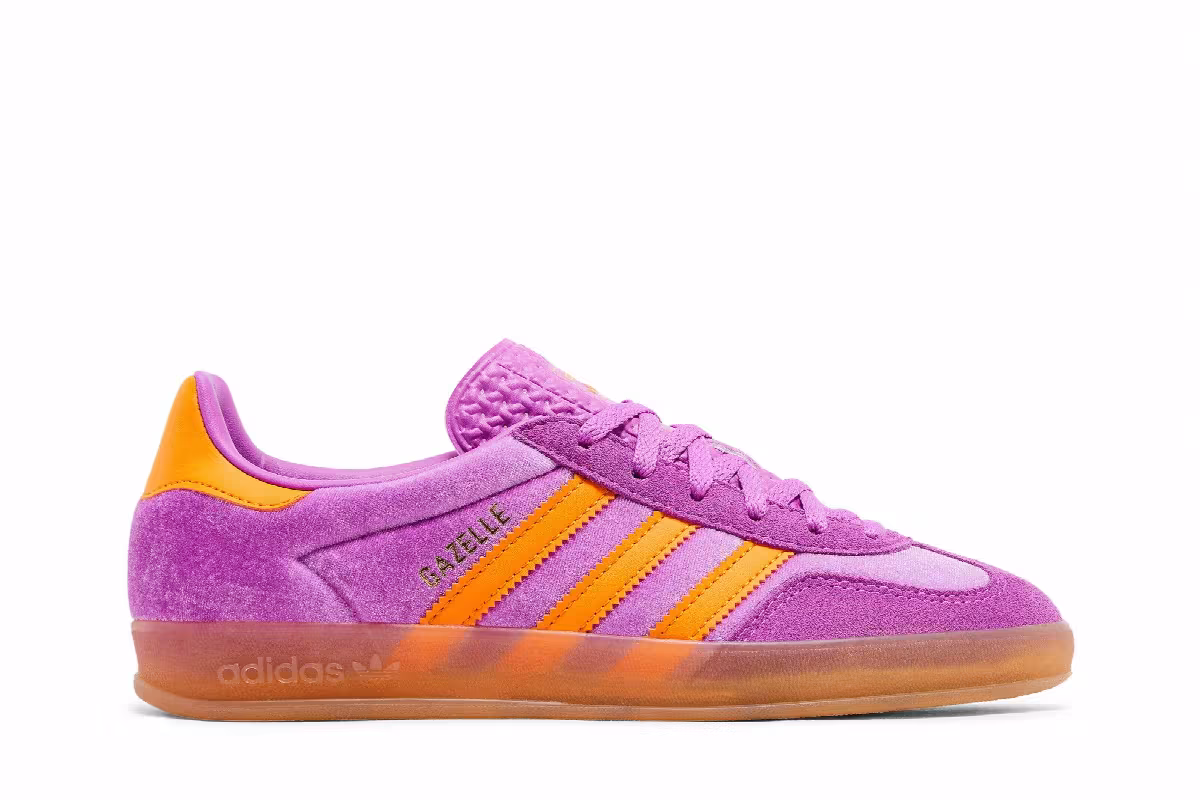 adidas Women's Gazelle Indoor Purple Burst Equipment Orange, view 2