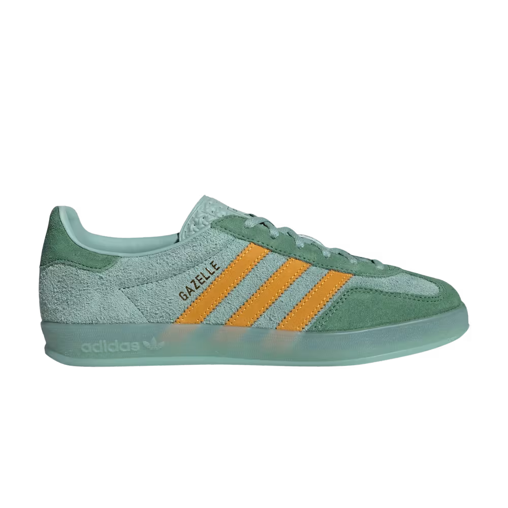 adidas Women's Gazelle Indoor Hazy Green Crew Yellow