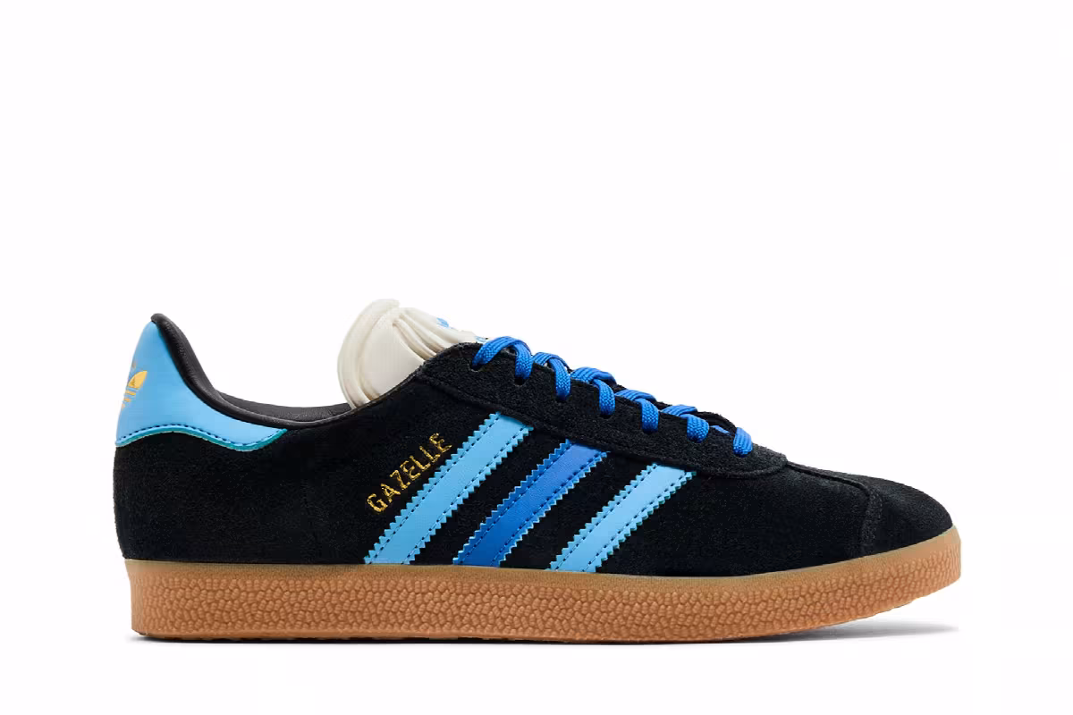 adidas Women's Gazelle Black Light Blue, view 2