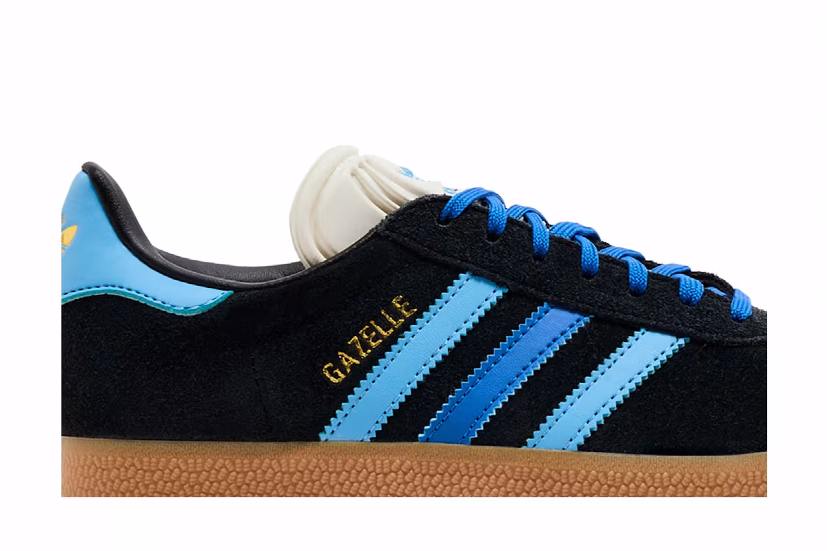 adidas Women's Gazelle Black Light Blue, view 3