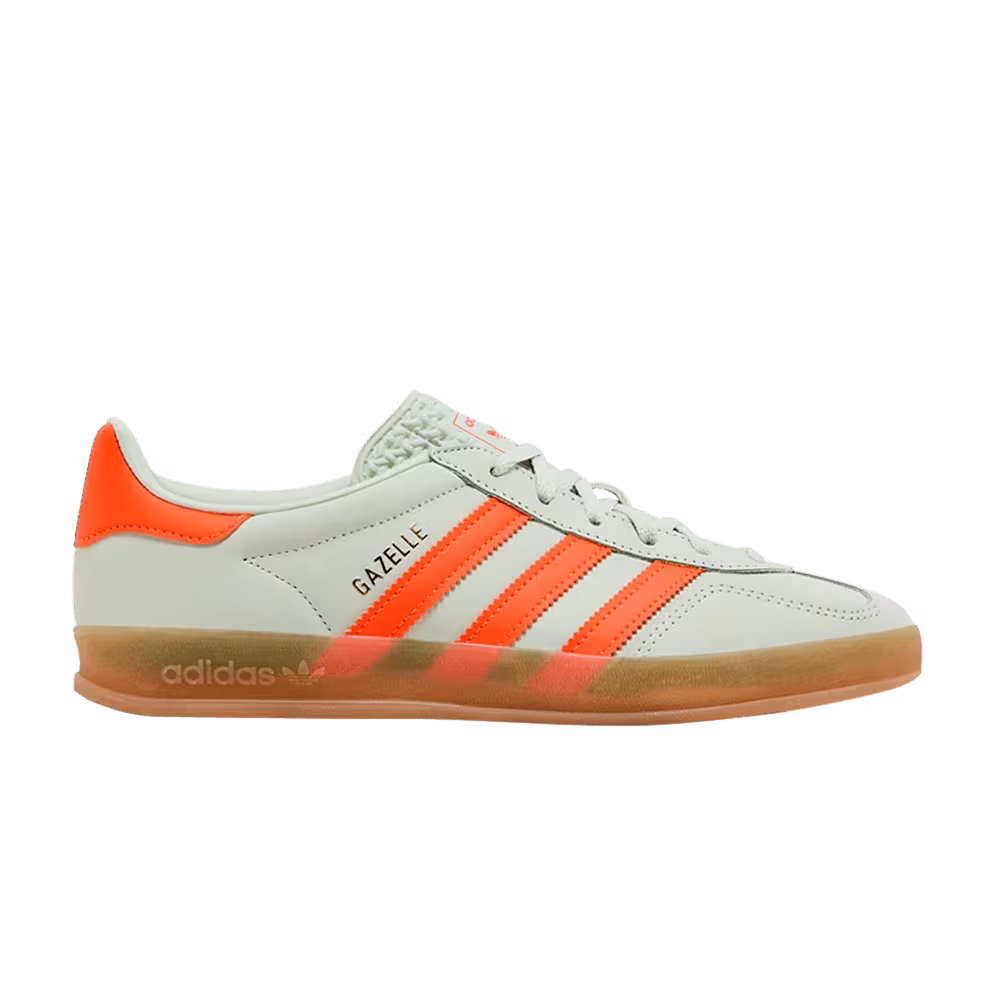 adidas Women's Gazelle Indoor Linen Green Solar Orange