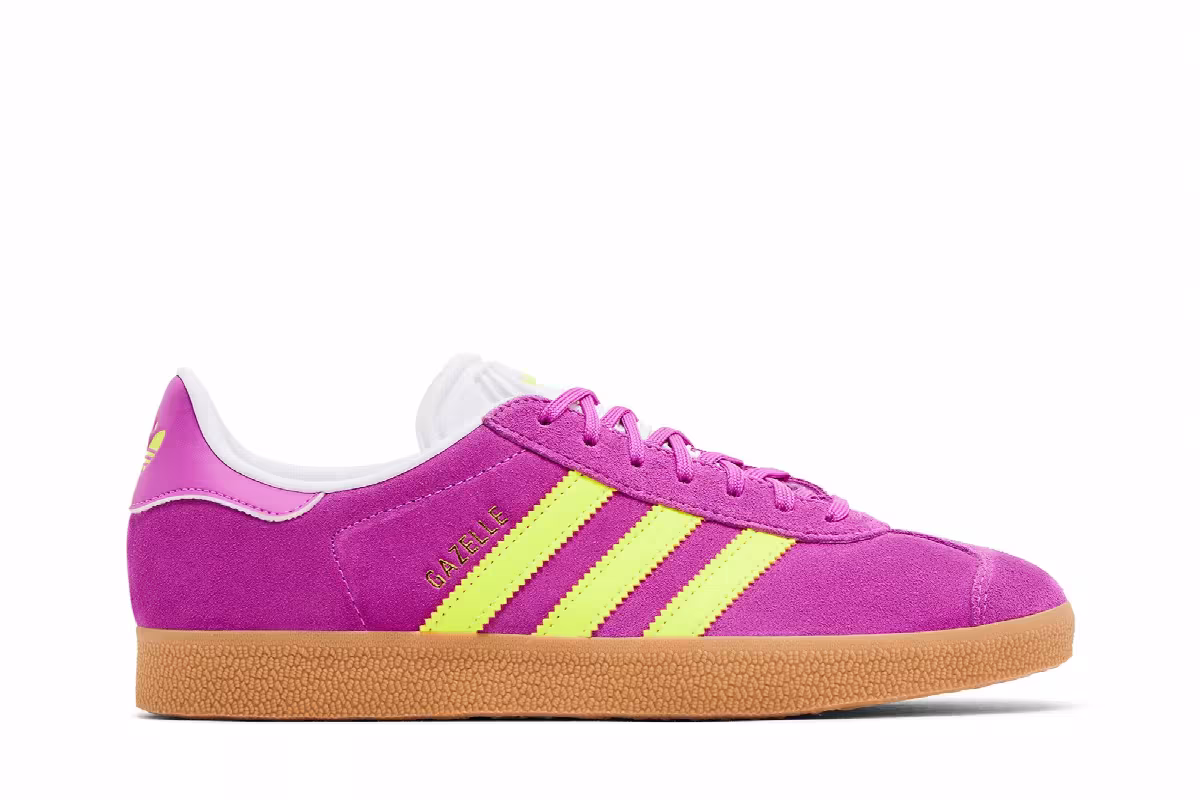 adidas Women's Gazelle Purple Burst Solar Yellow, view 2