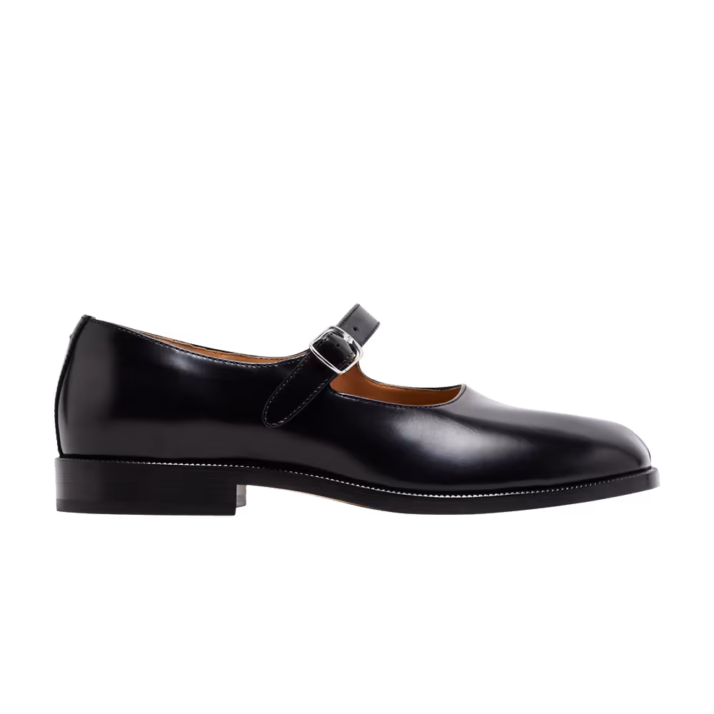 Maison Margiela Women's Tabi Mary-Jane Black Polished Leather