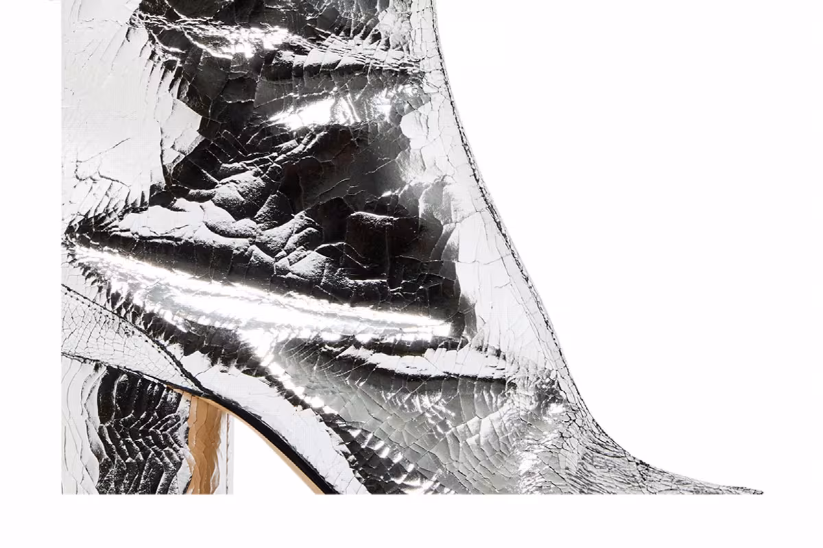 Maison Margiela Women's Tabi Ankle Boot Cracked Metallic Silver, view 3