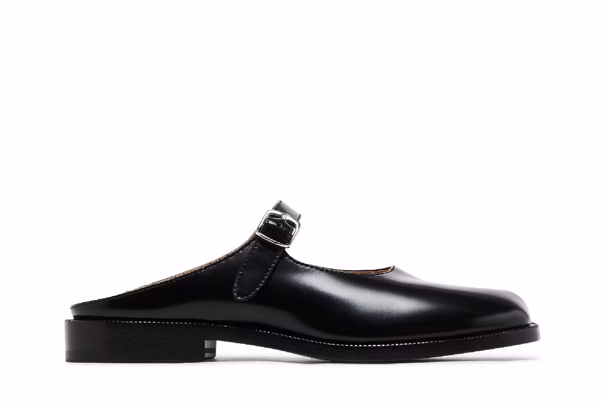 Maison Margiela Women's Tabi City Loafer Buckled Mule Black, view 2