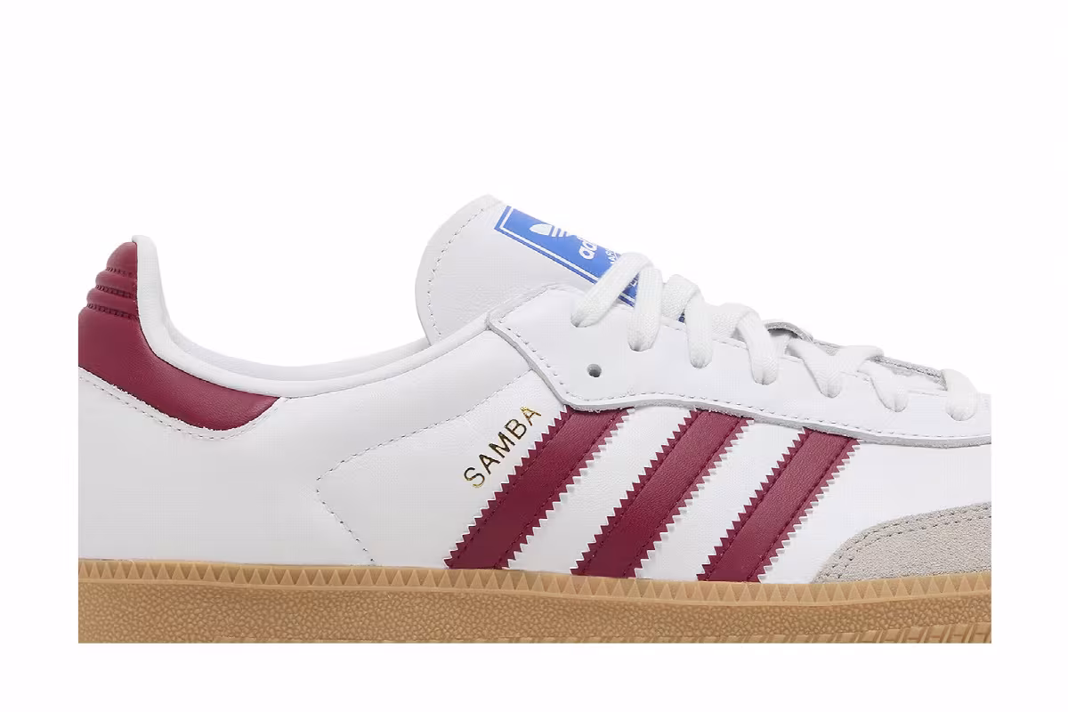 adidas Men's Samba OG White Burgundy Gum, view 3