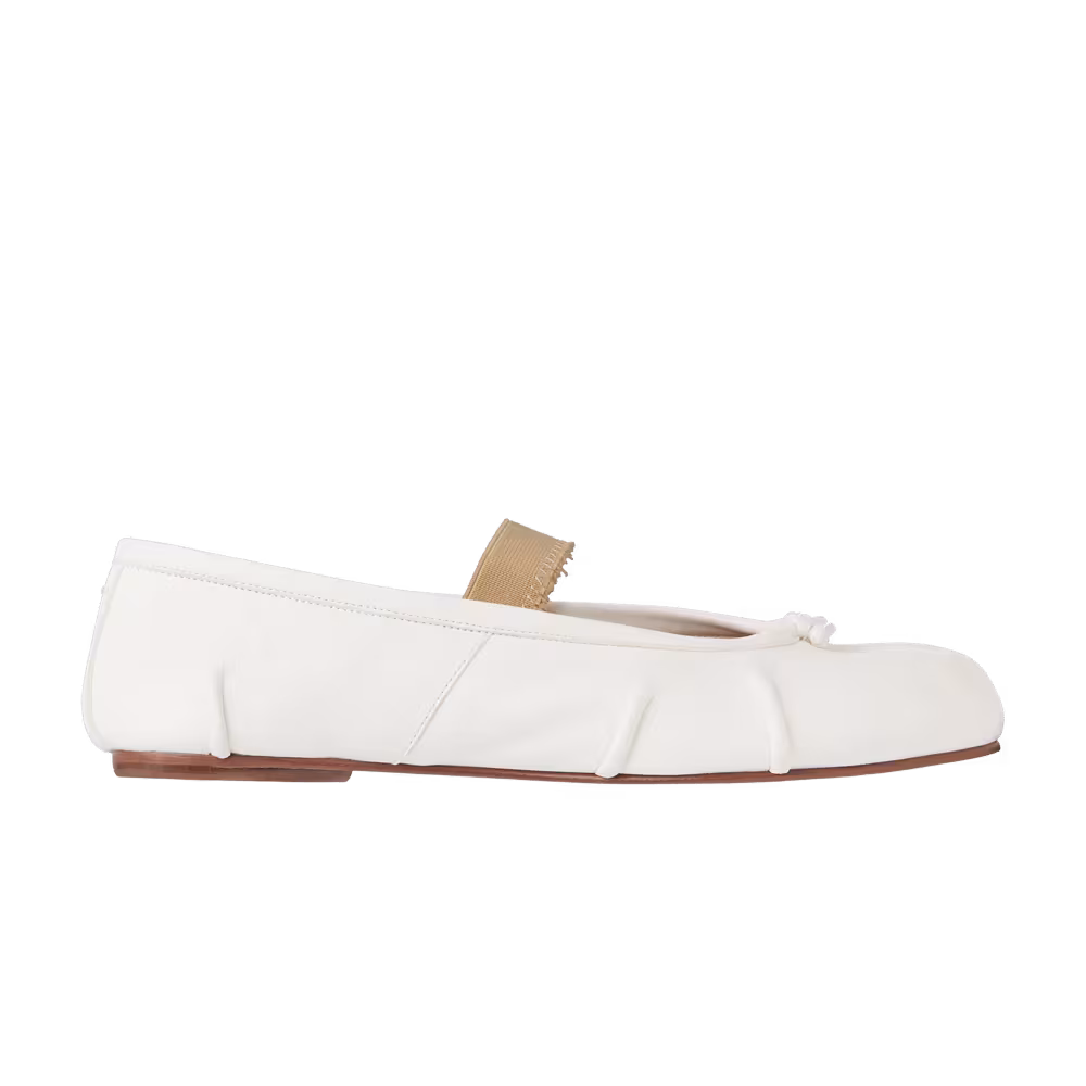 Maison Margiela Women's Tabi Ballerina Flat Elastic Band Ivory Nude