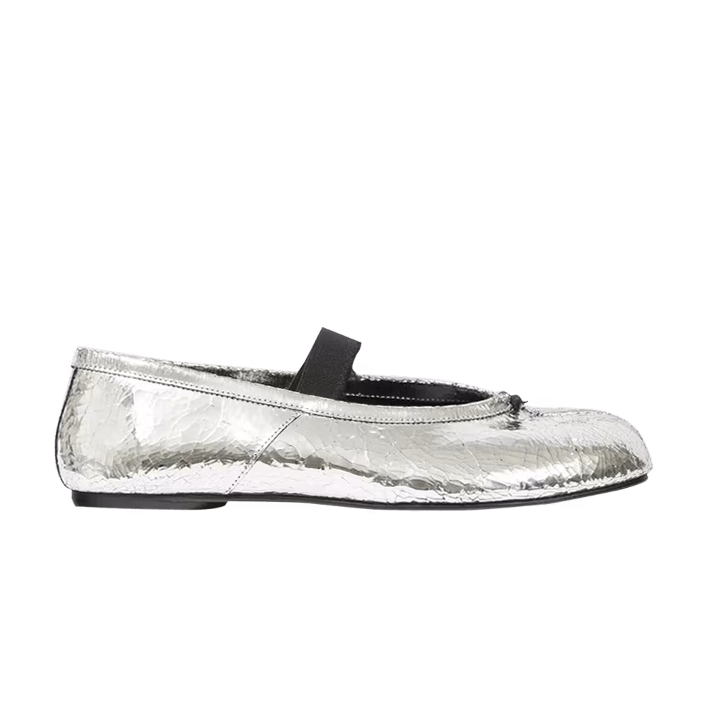 Maison Margiela Women's Tabi Ballerina Flat Elastic Band Silver
