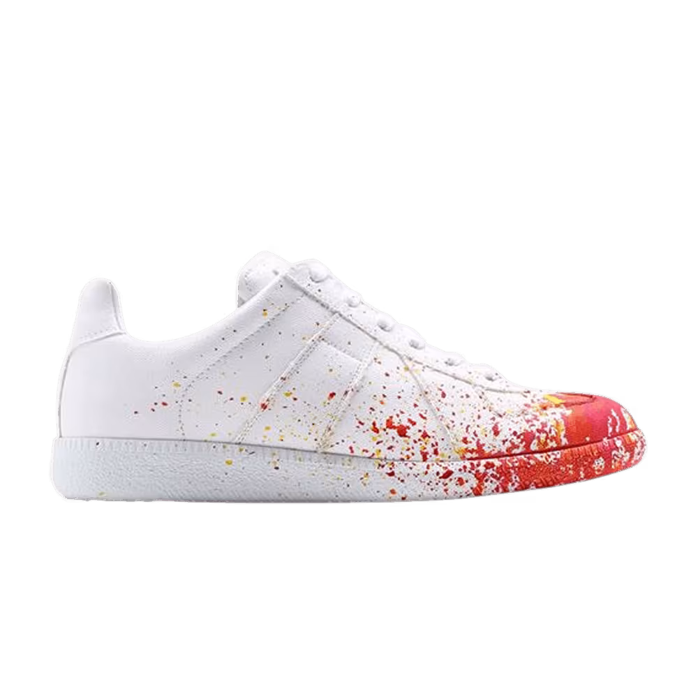 Maison Margiela Women's Replica Low Paint Splatter - White Orange