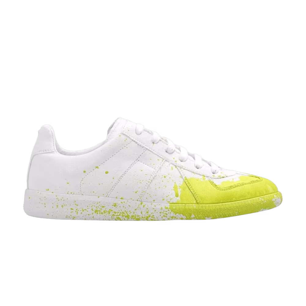 Maison Margiela Women's Replica Low Paint Splatter - White Yellow Fluo