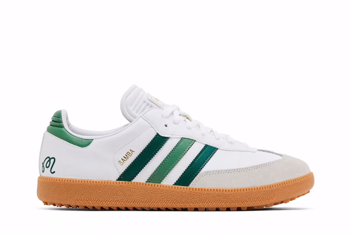 Malbon Golf x adidas Samba Spikeless Golf White Preloved Green, view 2