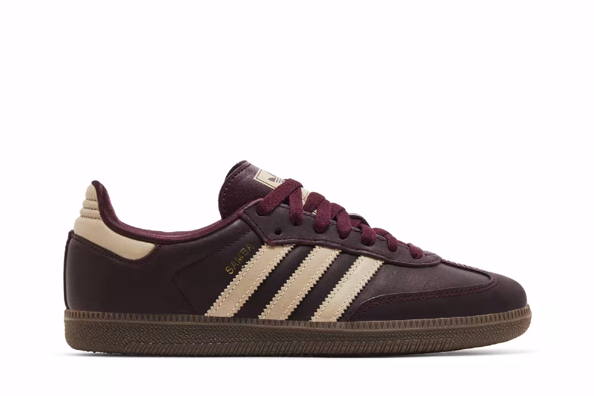 adidas Women's Samba OG Maroon Crystal Sand, view 2