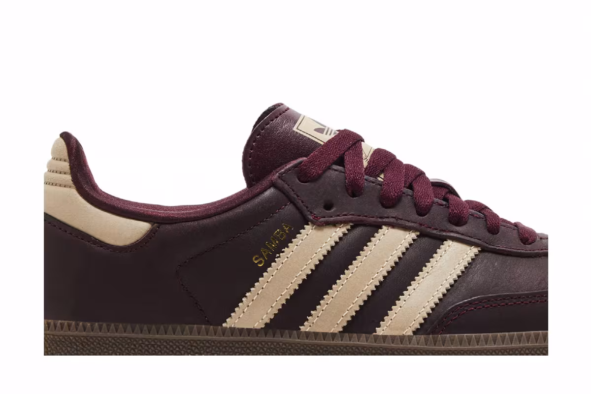 adidas Women's Samba OG Maroon Crystal Sand, view 3
