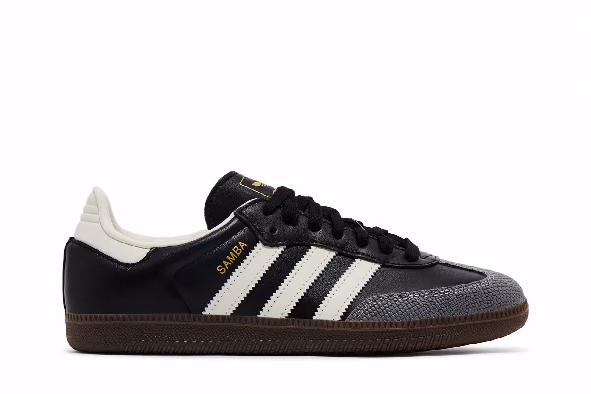 adidas Women's Samba OG Black Off White Snakeskin, view 2
