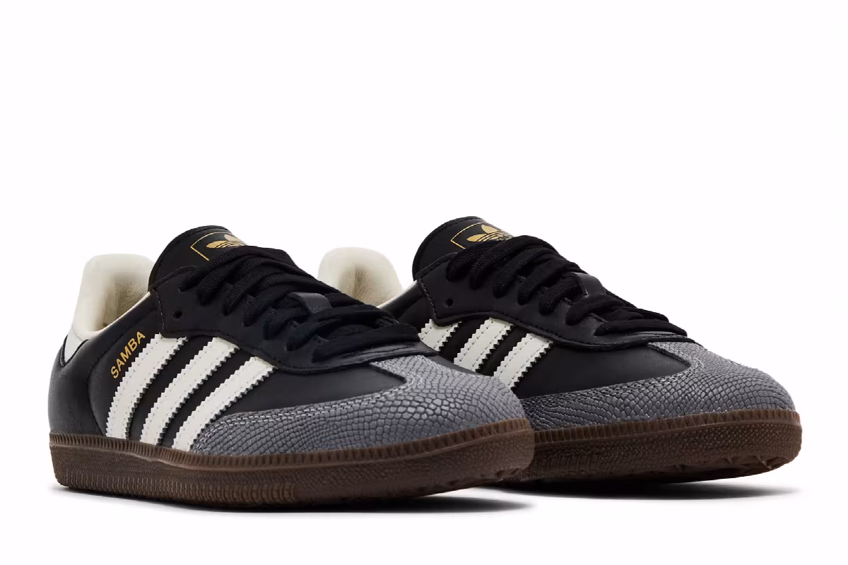 adidas Women's Samba OG Black Off White Snakeskin, view 9