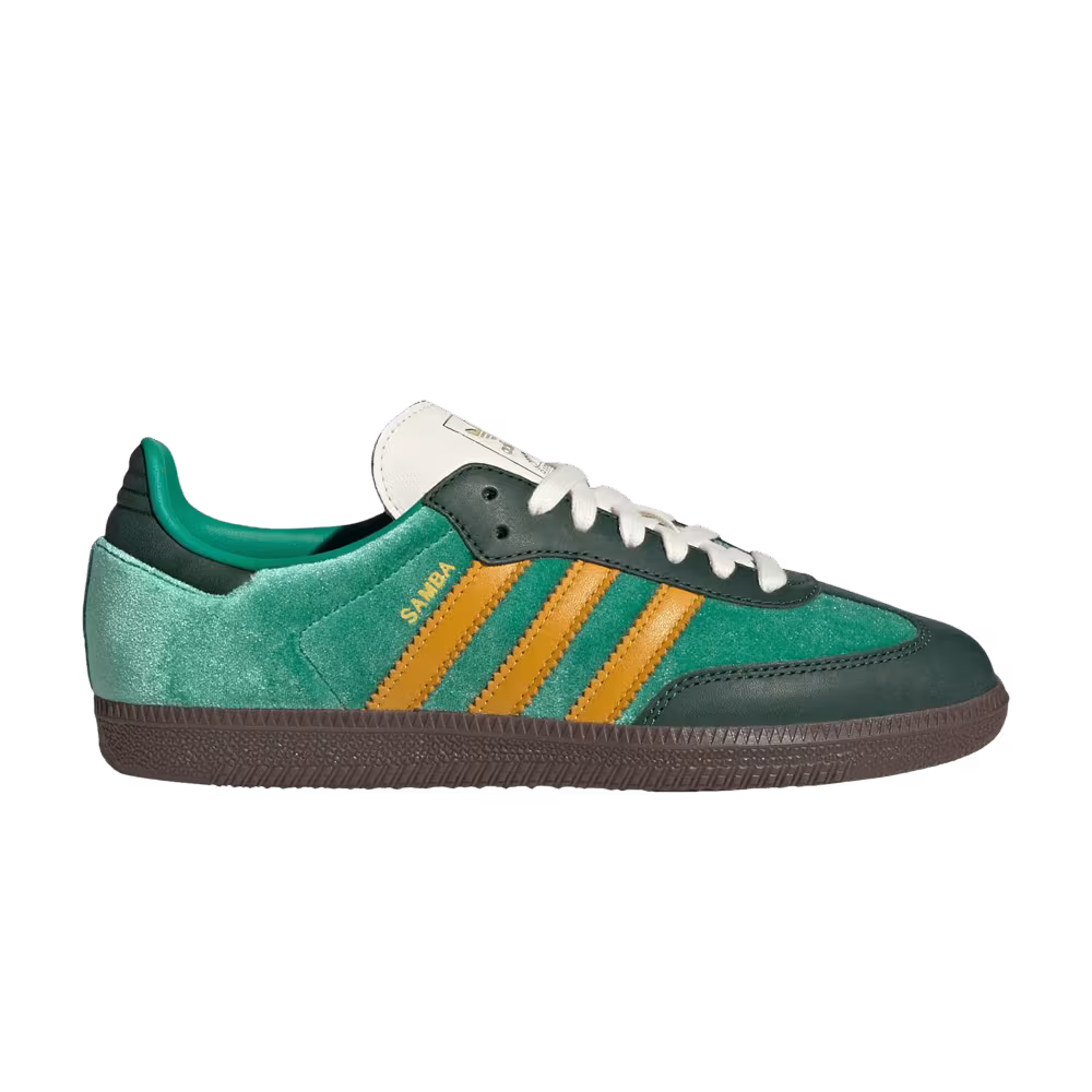 adidas Women's Samba OG Green Preloved Yellow Velvet