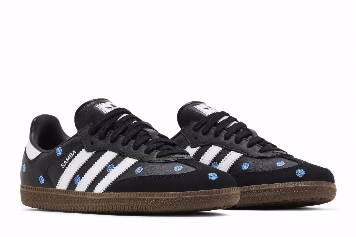 adidas Women's Samba OG Black Floral Embroidery, view 9