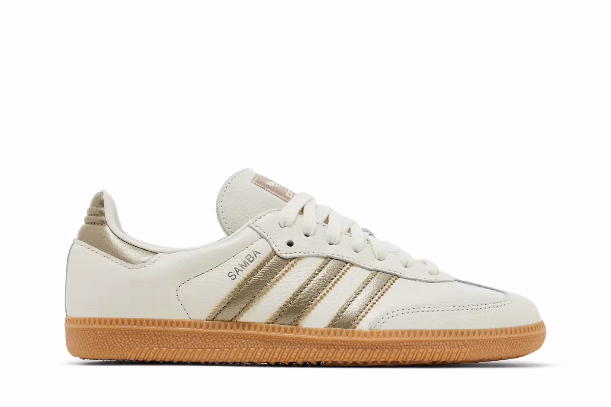 adidas Women's Samba OG Off White Wonder Gold Metallic, view 2
