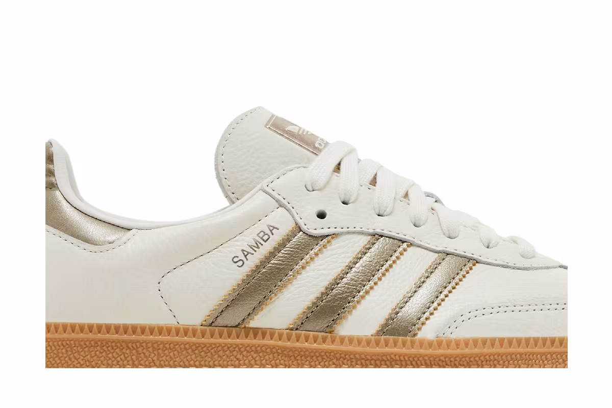 adidas Women's Samba OG Off White Wonder Gold Metallic, view 3