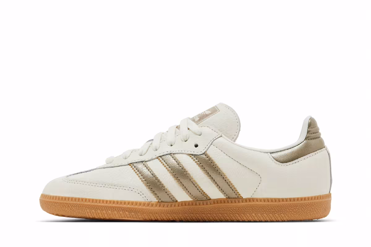 adidas Women's Samba OG Off White Wonder Gold Metallic, view 4