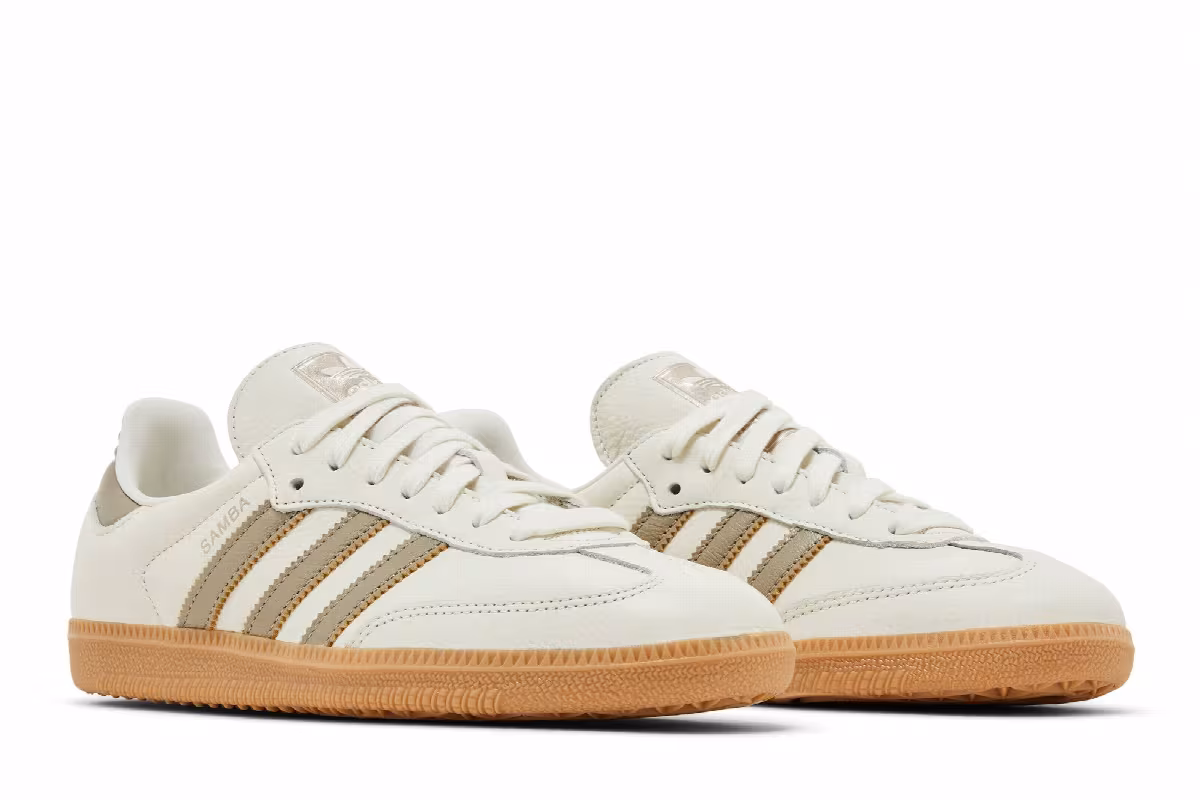 adidas Women's Samba OG Off White Wonder Gold Metallic, view 9