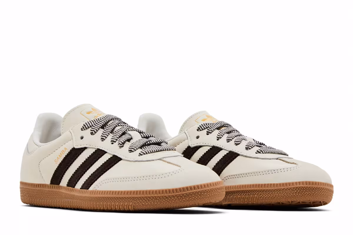 adidas Women's Samba OG Off White Dark Brown, view 9