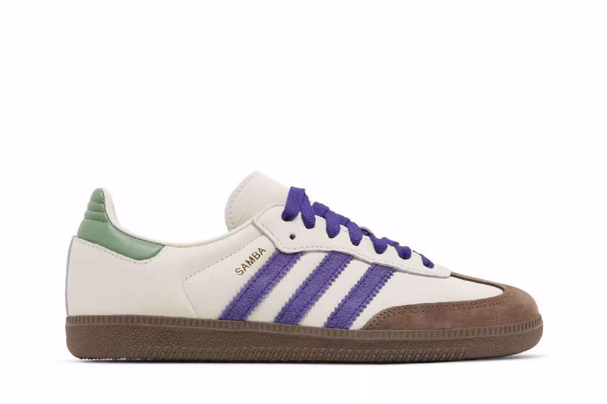 adidas Women's Samba OG Off White Purple Green, view 2