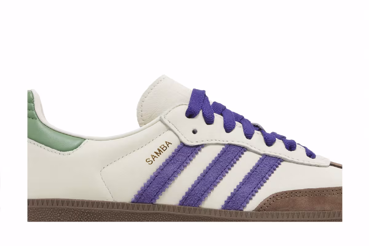 adidas Women's Samba OG Off White Purple Green, view 3