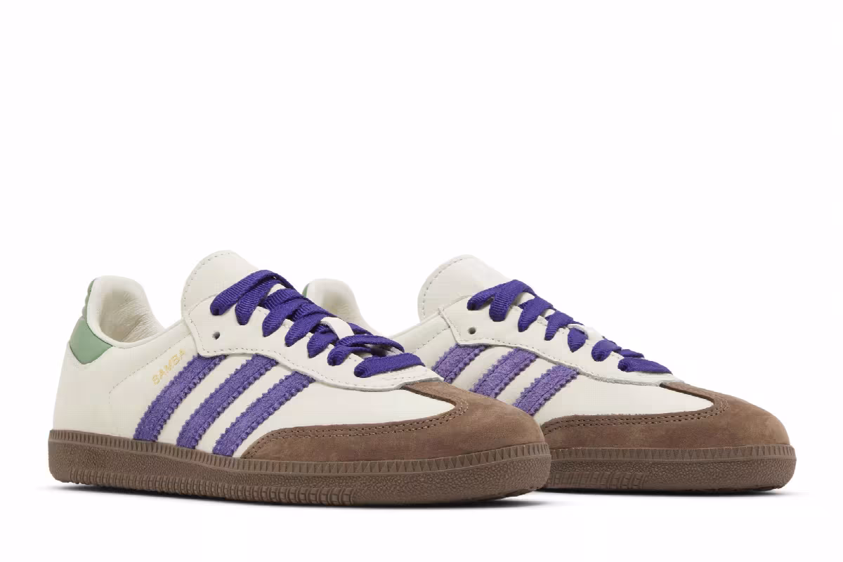 adidas Women's Samba OG Off White Purple Green, view 9