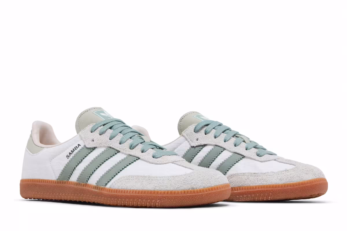 adidas Women's Samba OG White Silver Green, view 9