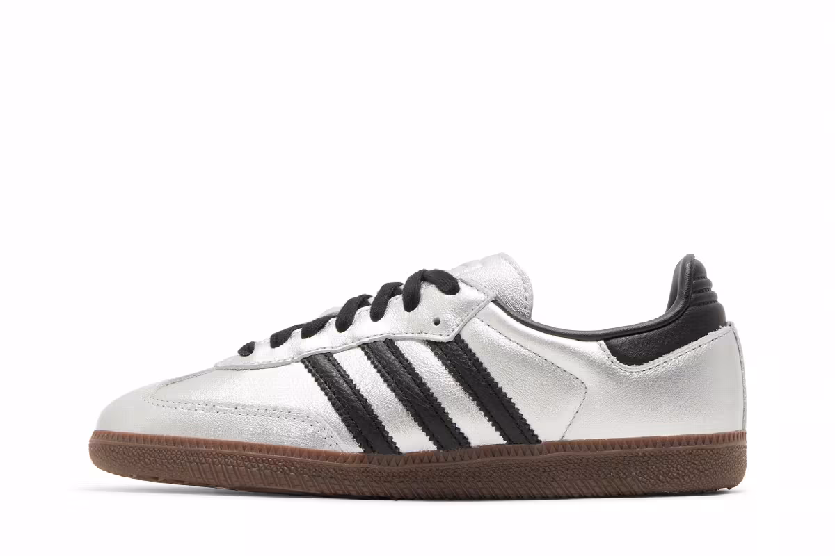 adidas Women's Samba Silver Metallic Black Gum, view 4