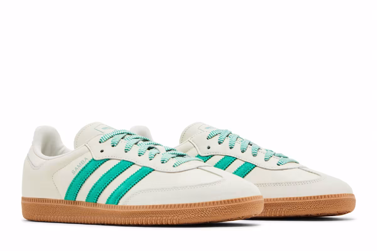 adidas Women's Samba OG Off White Court Green, view 9